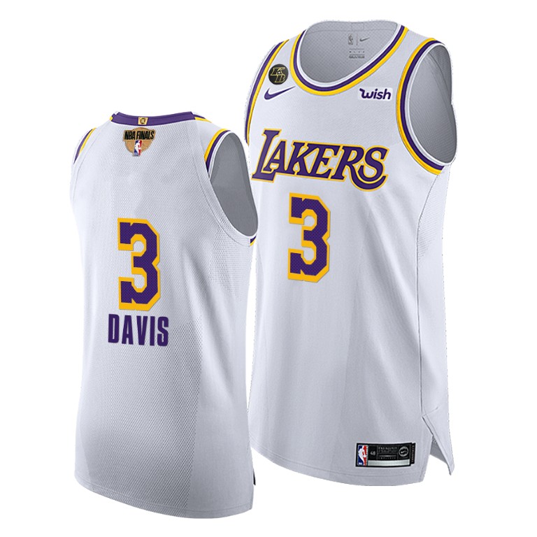 Men's Los Angeles Lakers Anthony Davis #3 NBA Social justice Authentic 2020 G3 Finals White Basketball Jersey AXS3183AG